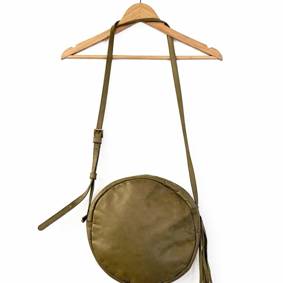HOBO Handbags - HOBO Olive Green Round Leather Crossbody Zippered Bag